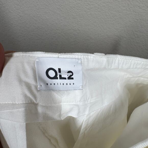 QL2 Quelledue Womens 42/6 US Maura Straight Cropped Cuffed Pants White Denim - Picture 6 of 9